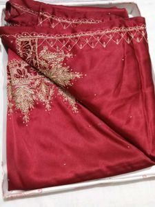 Maroon Saree with Embroidery