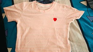 Pink Striped Heart Tee