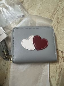 New Ivory Tag Heart Applique Gray Wallet