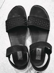 New Black Fabric Strap Sandals