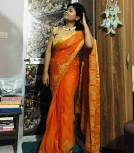 Elegant Orange Saree
