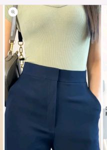 Wide Leg Trousers -Midnight Blue