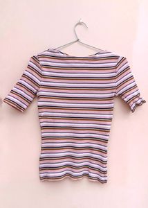 Pink stripes ribbed top (UNUSED)