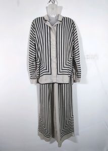 Off WHITE  And Black Striped Co-ord