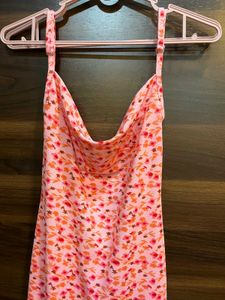 Pink Flower Print Maxi Dress