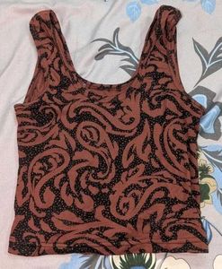 Brown Patterned Tank Top