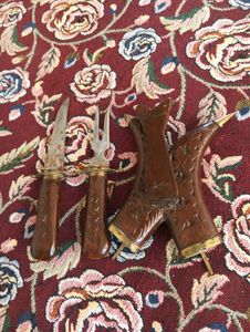 Vintage kashmiri Dagger And Carving Fork with Stan