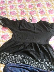 Embroidered Black Top
