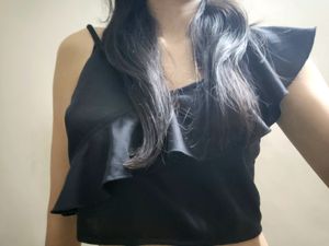Chimpanzee Ruffle And Cami Black Crop Top