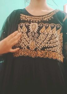 Elegant Black &amp; Gold Anarkali Suit