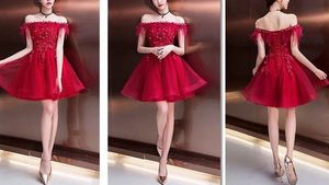 Wine Tulle Short Prom Homecoming Dress