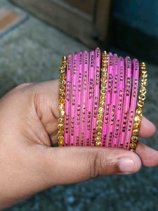 This Bangles Total No.24 Pink, 6 Gold Colour Bang