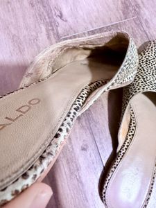 Aldo Leather Mules In Leopard Print