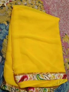 Yellow Saree With Satin Blouse