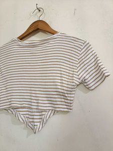 Off White Stripped Crop Top