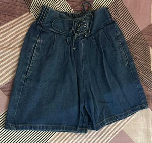 Denim Lace-Up Shorts