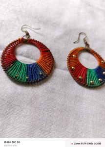 Handmade Rainbow Thread Earrings
