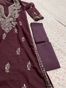 New Mirror Work Chikankari Kurti With Inner