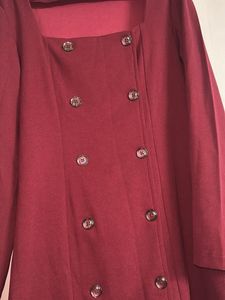 Burgundy Button-Down Mini Dress