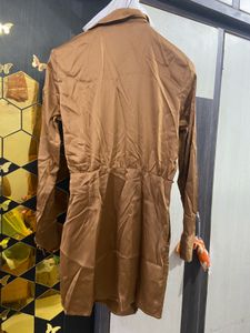 Satin Mini Shirt Dress