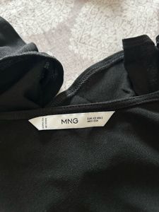 MANGO Black A-Line Ruffled Detail Mini Dres