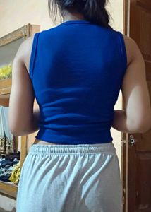 Blue Ribbed Tank Top