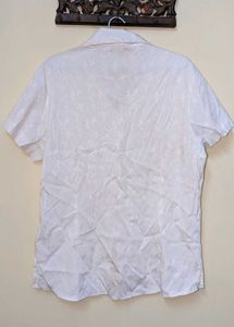 White Patterned Short Sleeve Shirt