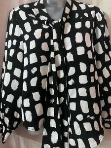 Printed Casual Tie Neck Shirt