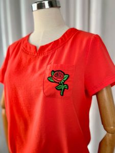 🚀🚀24Hrs EOS SALE🚀🚀Orange Tee with Rose Patch