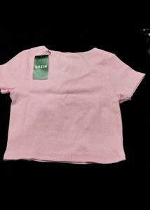 Pink Tie-Front Crop Top