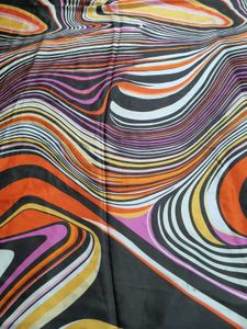 Retro Swirl Print Satin Fabric