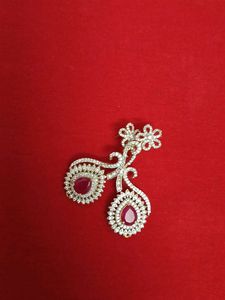 Classic White Stone With Ruby Earrings 🌹