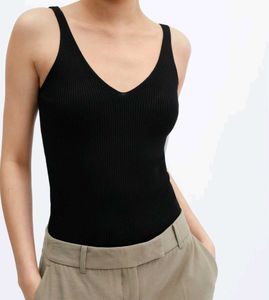 Mango V neck Black Knitted Tank Top