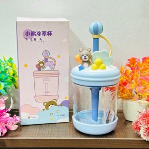 Cute Bear Water Bottle with Straw