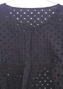 Black Eyelet Bell Sleeve Top