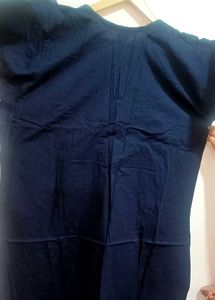 Navy Blue Embroidered Nighty