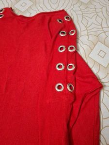 Red Party Wear Sweatshirt