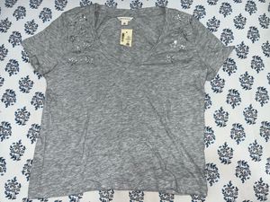 Gray Embellished Tee