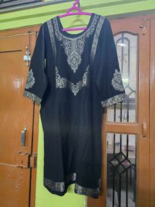 Black Palazzos with Embroidery