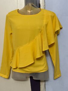 Wardrobe Branded Yellow Ruffle Detail Top