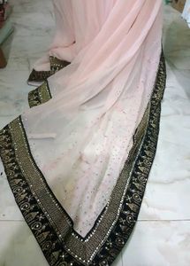 Dimond Work Saree New, Pink