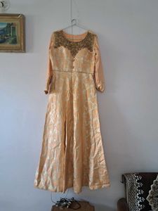 Coral Ethnic Gown With Dupatta