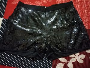 Black Sequins Shining Skirt Pant
