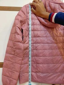 Pink Puffer Jacket for Women with hood