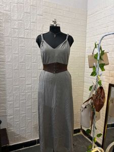Grey Spaghetti Strap Summer Dress