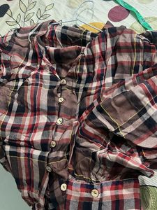 Plaid Button-Down Blouse