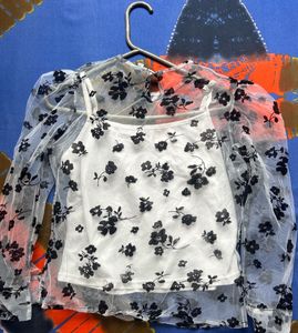 Floral Organza Sleeve Top