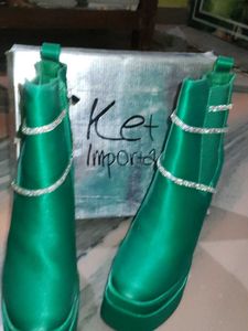 Green Platform Boots