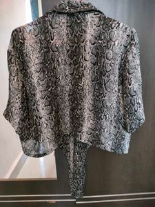 Snake Print Cropped Shirt
