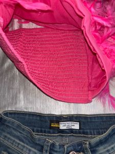 Partywear Hot Pink Feather Top